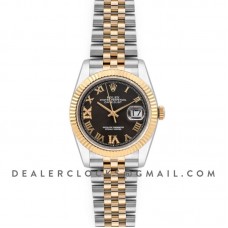 Datejust 36 126283RBR Dark Rhodium Dial in Yellow Gold and Steel with Diamond Roman Numerals Markers