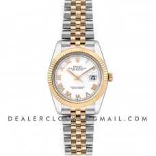 Datejust 36 126283RBR White Dial in Yellow Gold and Steel with Roman Numerals Markers