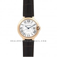 Ballon Bleu de Cartier 36mm White Dial in Rose Gold on Brown Leather Strap