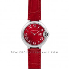 Ballon Bleu de Cartier 33mm Quartz Red Dial in Red Leather Strap