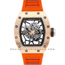 RM 035-02 Black Toro Americas in Rose Gold on Orange Rubber Strap