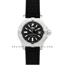 Avenger II Seawolf Black Dial in Steel on Rubber Strap