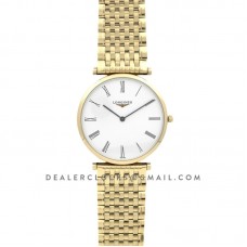 La Grande Classique De Longines 37mm White Dial in Yellow Gold on Bracelet