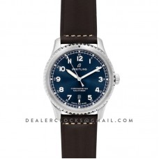 Navitimer 8 Automatic 41 Blue Dial in Steel on Brown Leather Strap