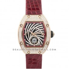 RM 051-02 Tourbillon Diamond Twister in Rose Gold on Red Strap