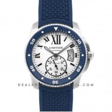 Calibre de Cartier Diver White Dial in Steel on Blue Bezel