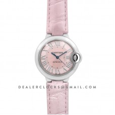 Ballon Bleu de Cartier 33mm Pink Dial in Steel on Pink Leather Strap