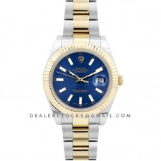 Datejust II 116233 Blue Dial in Yellow Gold/Steel with Stick Markers