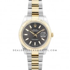 Datejust II 116333 Grey Dial in Yellow Gold/Steel with Stick Markers on Oyster Bracelet Datejust II 116333 Grey Dial in Yellow Gold/Steel with Stick Markers on Oyster Bracelet