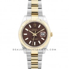 Datejust II 116233 Brown Dial in Yellow Gold/Steel with Stick Markers