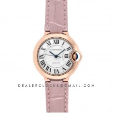 Ballon Bleu De Cartier 36mm Silver Dial in Pink Gold on Pink Leather Strap