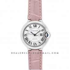 Ballon Bleu De Cartier 36mm Silver Dial in Steel on Pink Leather Strap