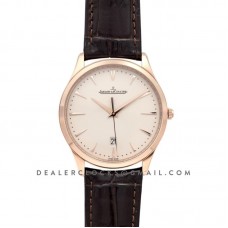Master Ultra Thin Date 128510 in Pink Gold on Brown Leather Strap