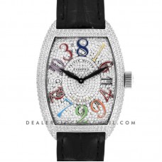 Crazy Hours White Diamond Dial With Colourful Markers in Steel