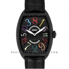 Crazy Hours Black Diamond Dial With Colourful Markers in PVD