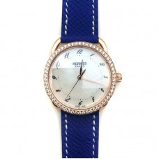 Arceau Rose Gold with Diamond Bezel on Blue Epsom Leather Strap