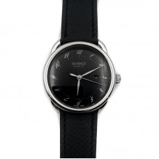 Arceau Steel Black Dial on Black Epsom Leather Strap
