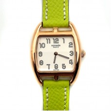Cape Cod Tonneau Rose Gold on Green Epsom Leather Strap