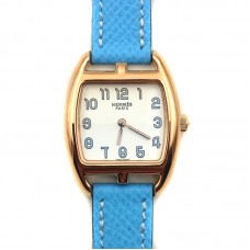 Cape Cod Tonneau Rose Gold on Light Blue Epsom Leather Strap
