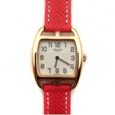 Cape Cod Tonneau Rose Gold on Vermilion Epsom Leather Strap