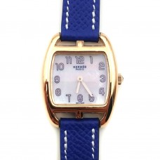 Cape Cod Tonneau Rose Gold on Blue Epsom Leather Strap