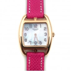 Cape Cod Tonneau Rose Gold on Pink Epsom Leather Strap