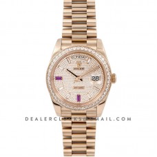 Day-Date 40 Everose Gold Diamond bezel and Paved Dial 228396