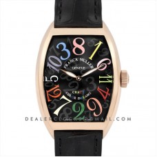 Crazy Hours Black Dial with Colourful Markers in Rose Gold