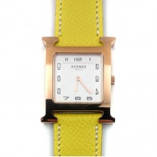 Heure H Rose Gold on Yellow Epsom Leather Strap